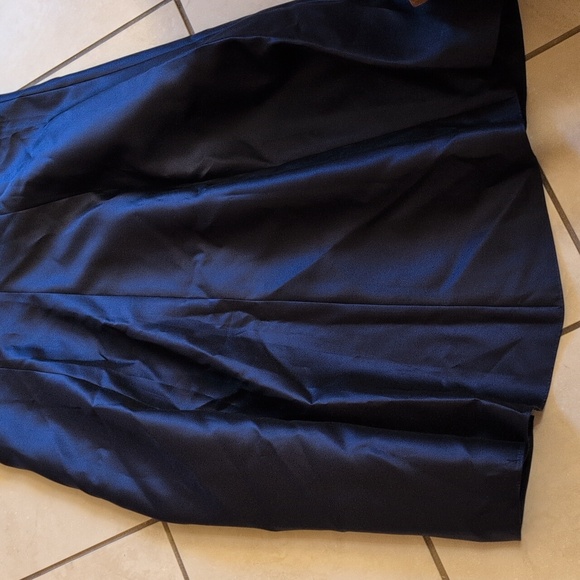 NWT Alfred Sung Off-The-shoulder Cuff Trumpet  Gown Slit Midnight Navy Blue 6 - Picture 5 of 13